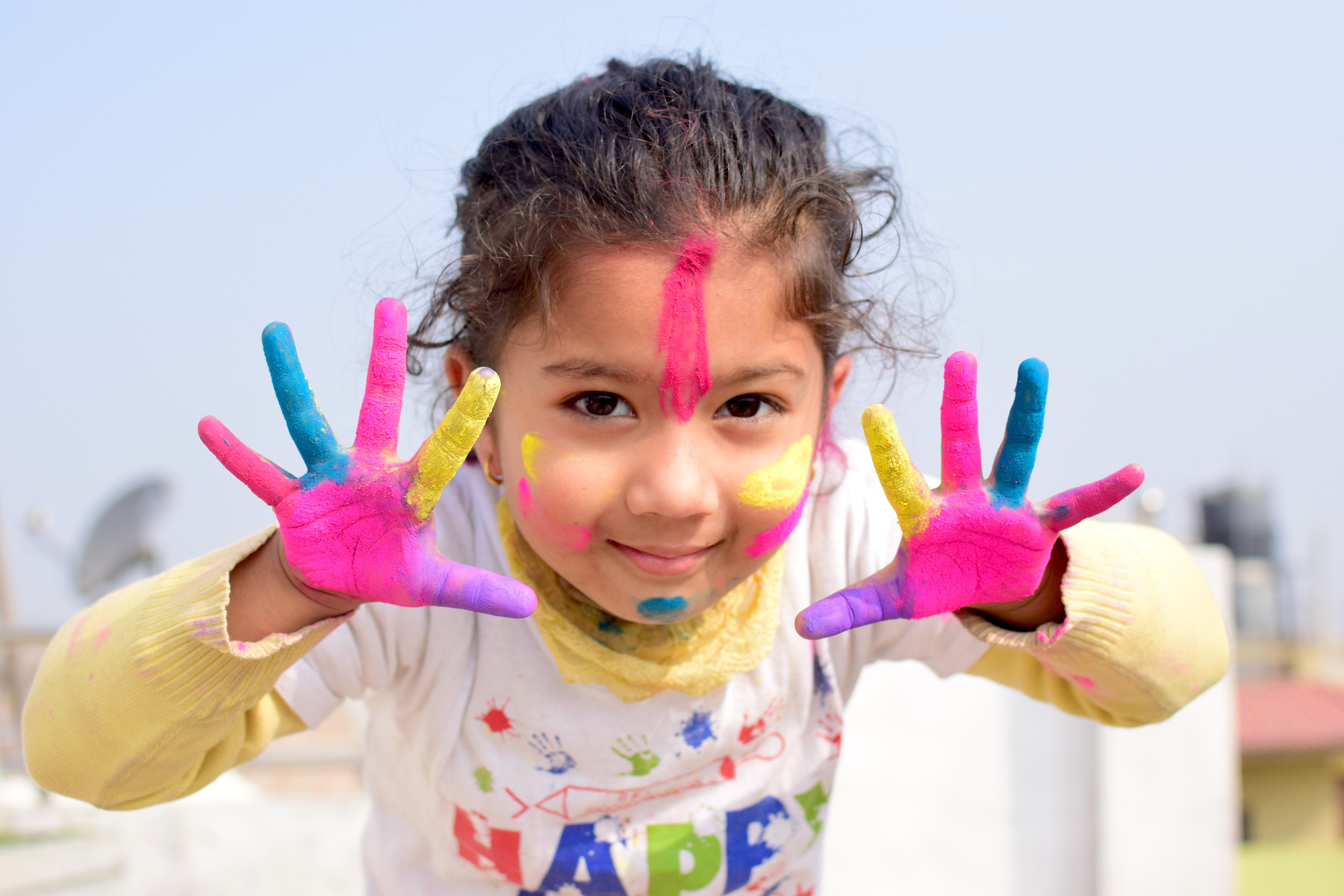 Little Girl with Paint on Her Hands