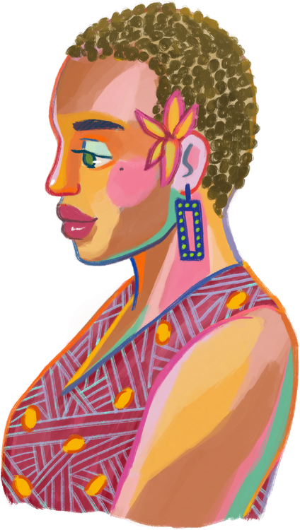 Painterly Kwanzaa Woman with Short Hair
